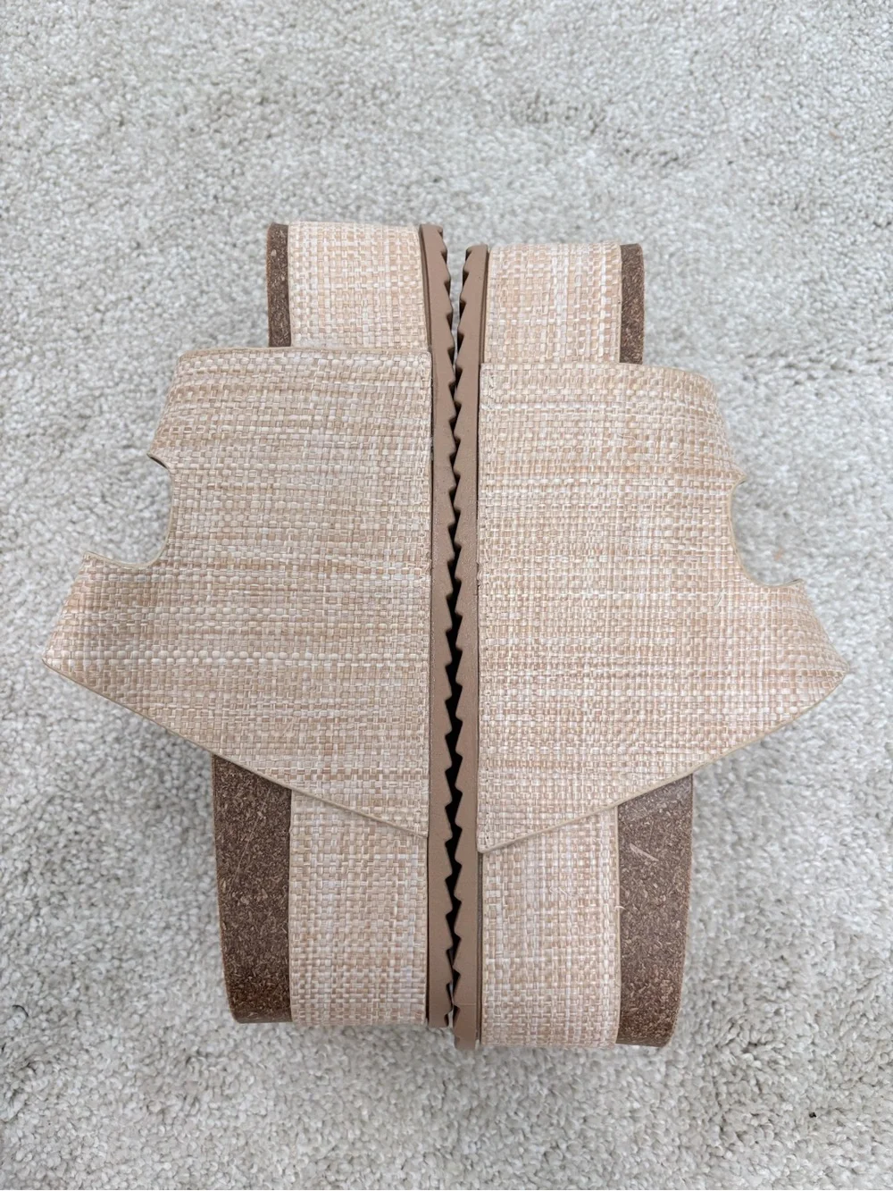 Women’s Platform Slide Sandals in Beige with Gold Buckles